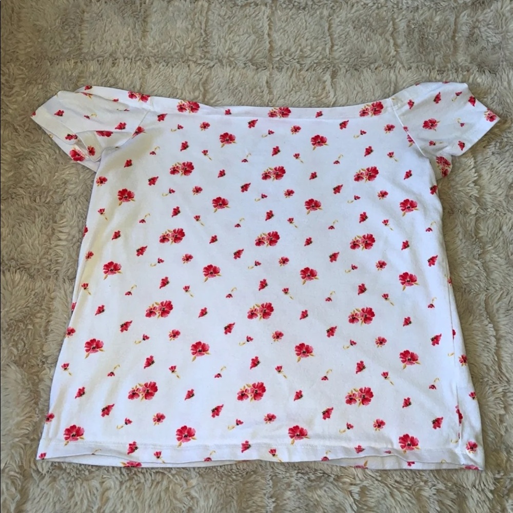 pacsun off the shoulder floral crop top